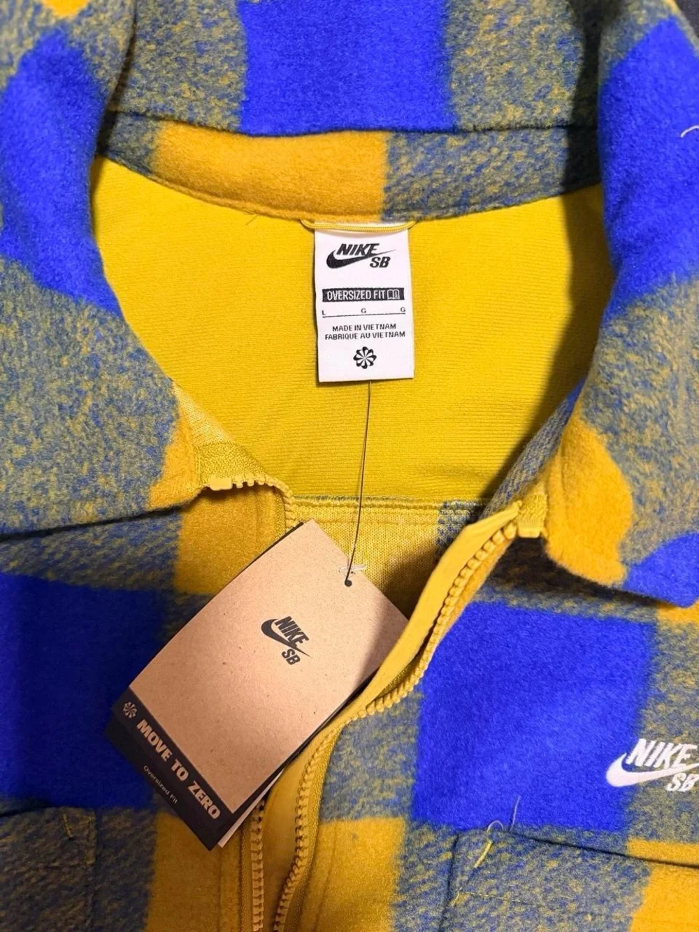 Nike Yellow & Blue Checkered Fleece Zip Jacket